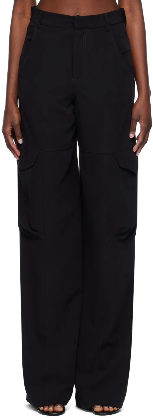 High-Waisted Gabardine Cargo Trousers