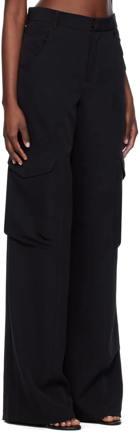 High-Waisted Gabardine Cargo Trousers