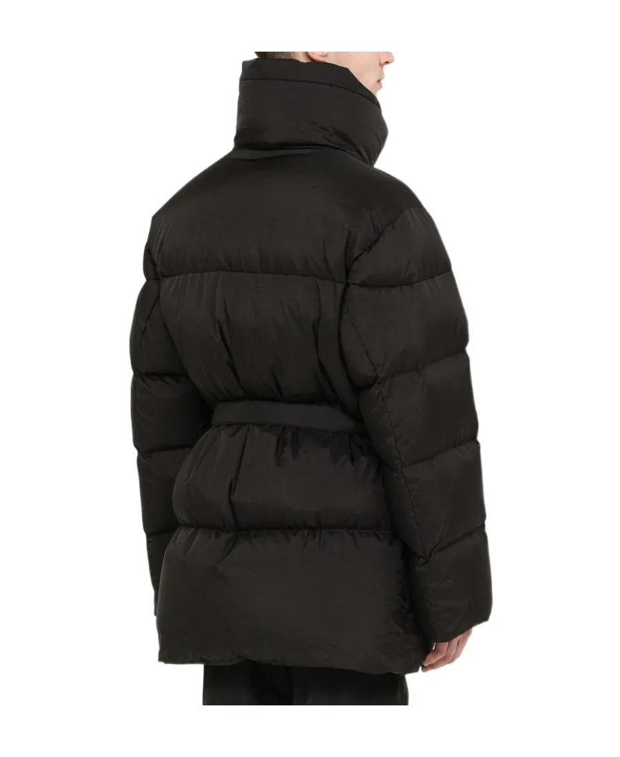 Off-White Logo Printed Belted Puffer Jacket