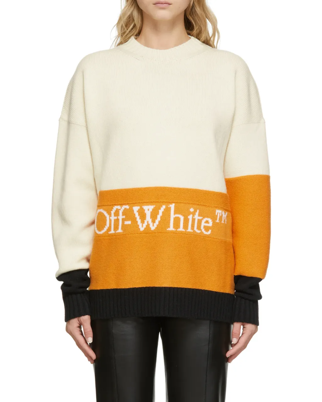 Off-White Logo Intarsia Knitted Jumper