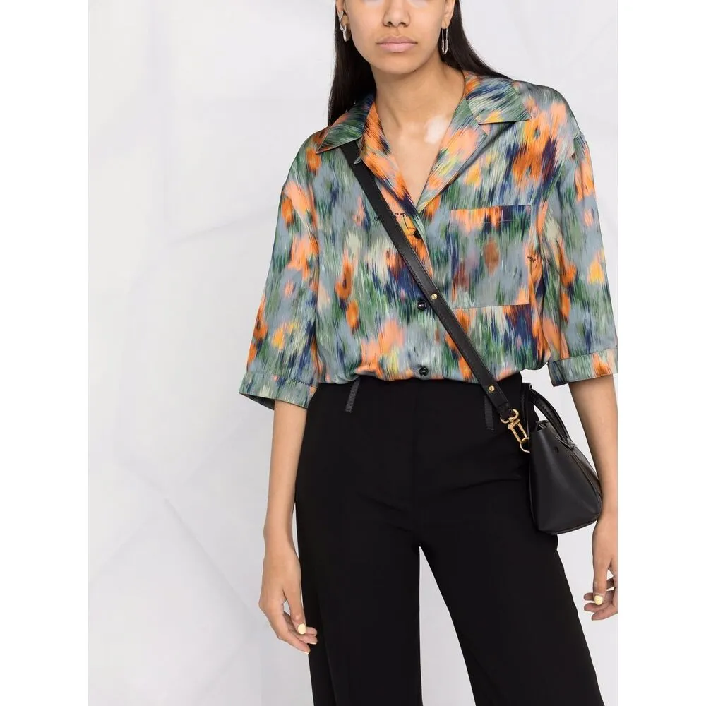 Abstract-Print Bowling Shirt