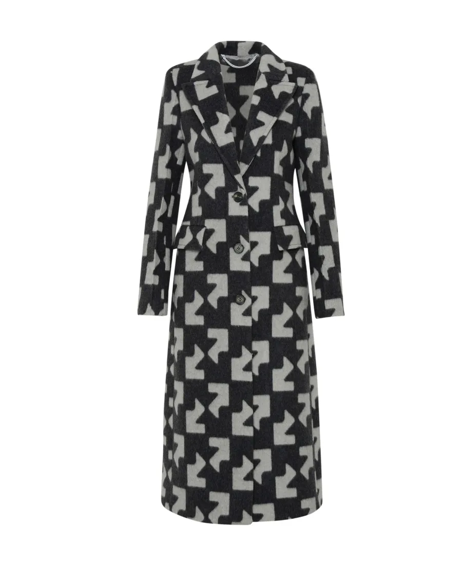 Off-White Geometric Patterned Coat