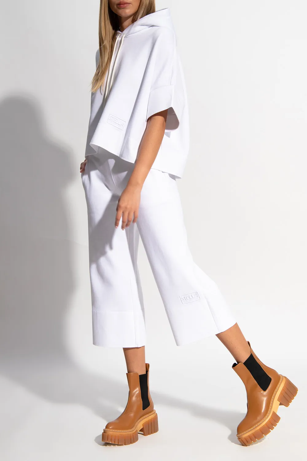 Stella Mccartney Logo Embroidered Cropped Trousers