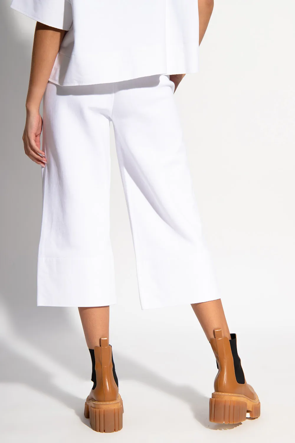 Stella Mccartney Logo Embroidered Cropped Trousers