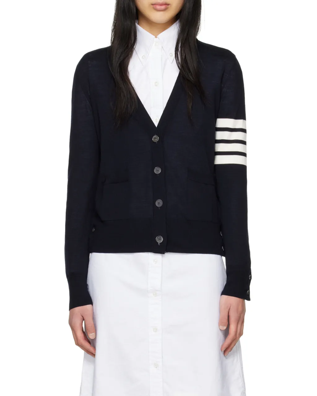 Thom Browne 4 Bar V-Neck Cardigan
