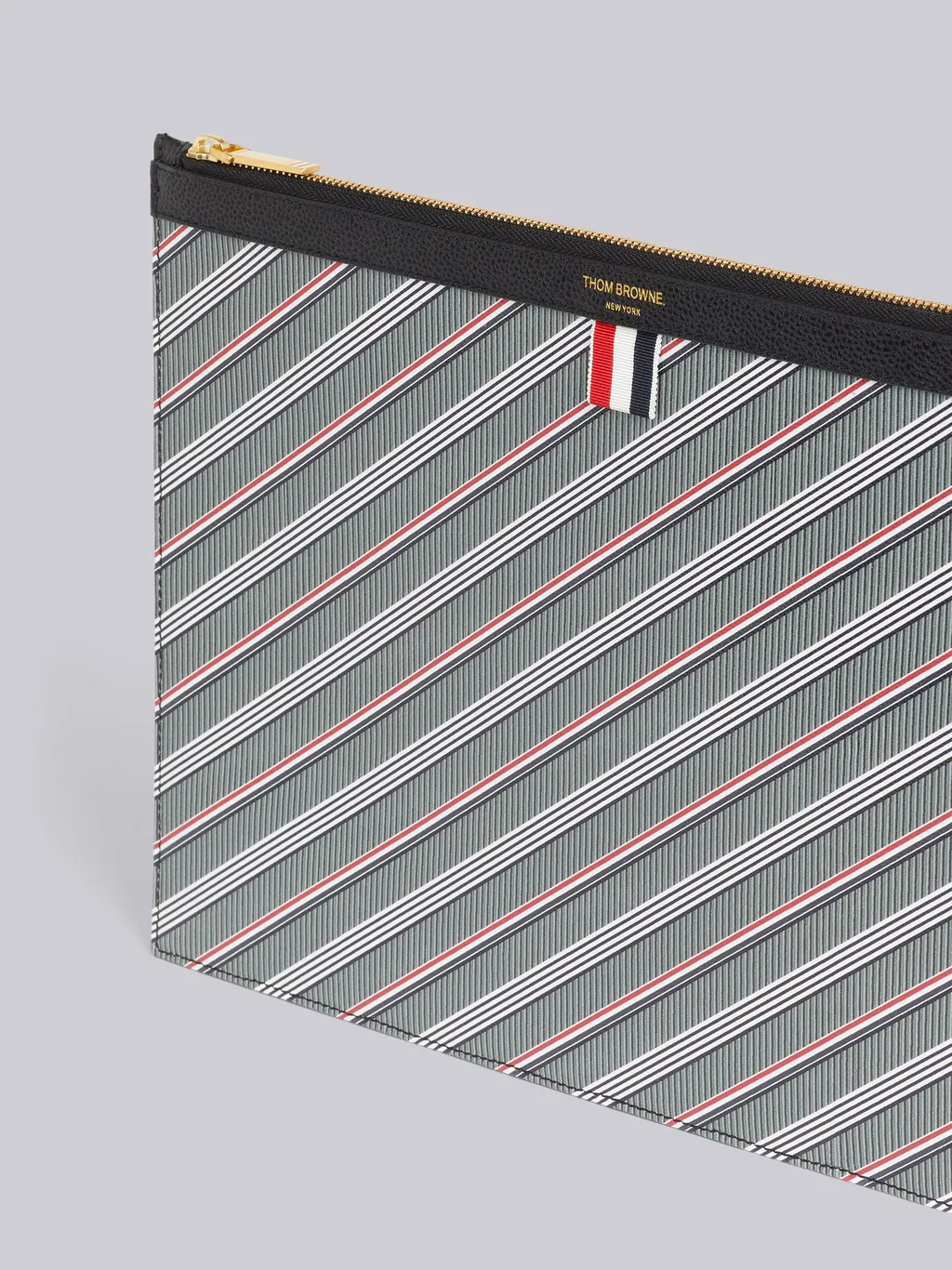 Striped Logo-Print Pouch
