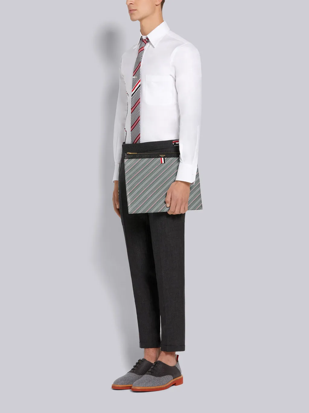 Striped Logo-Print Pouch