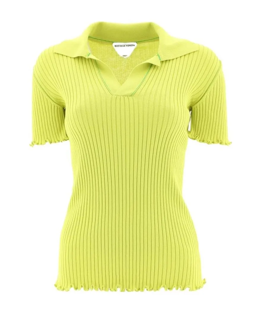 Ribbed-Knit Short-Sleeve Top