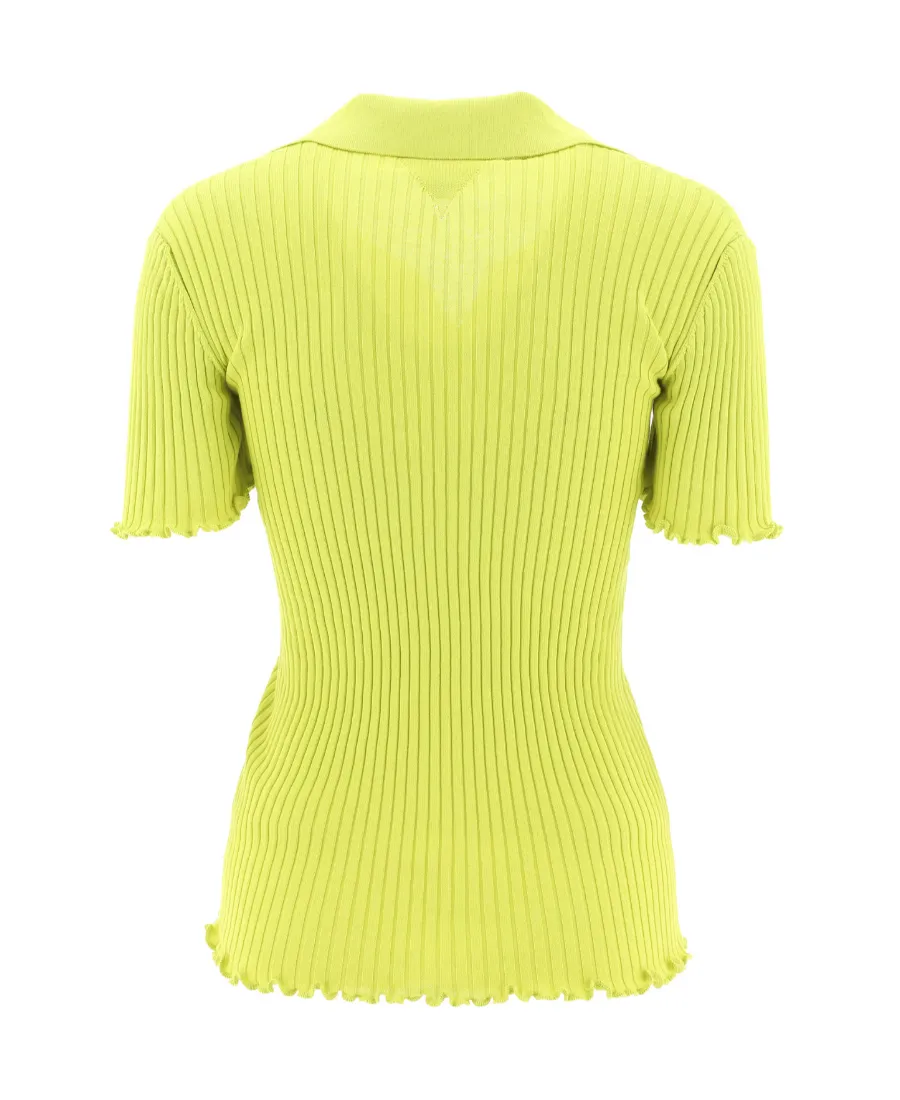 Ribbed-Knit Short-Sleeve Top