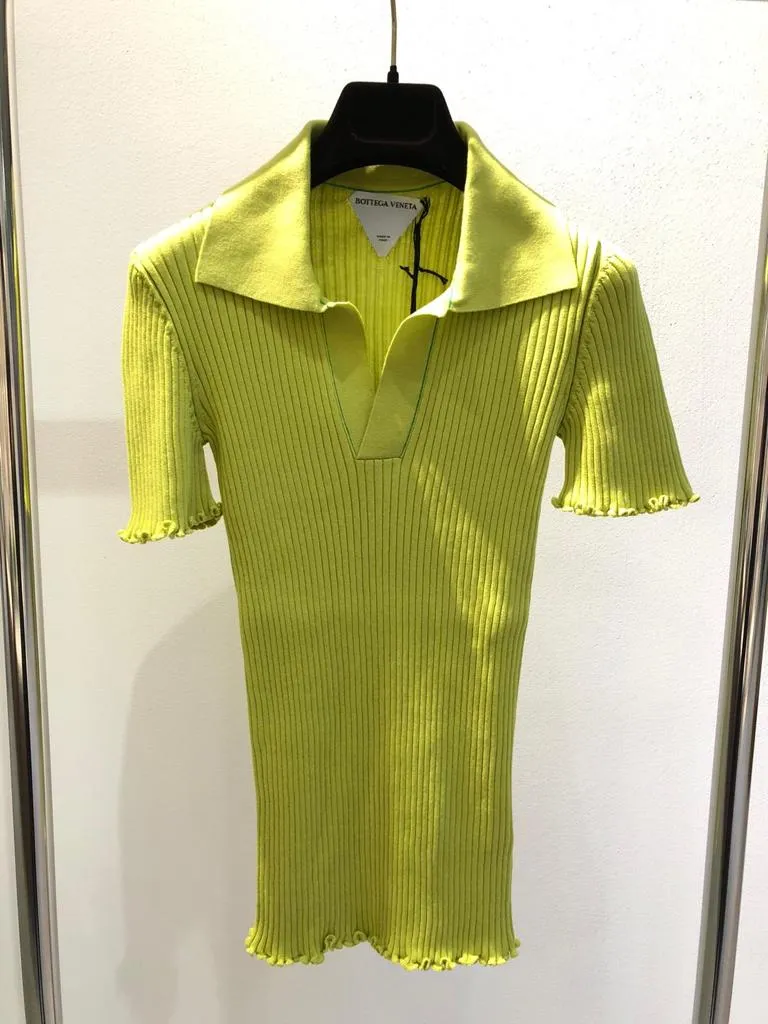 Ribbed-Knit Short-Sleeve Top