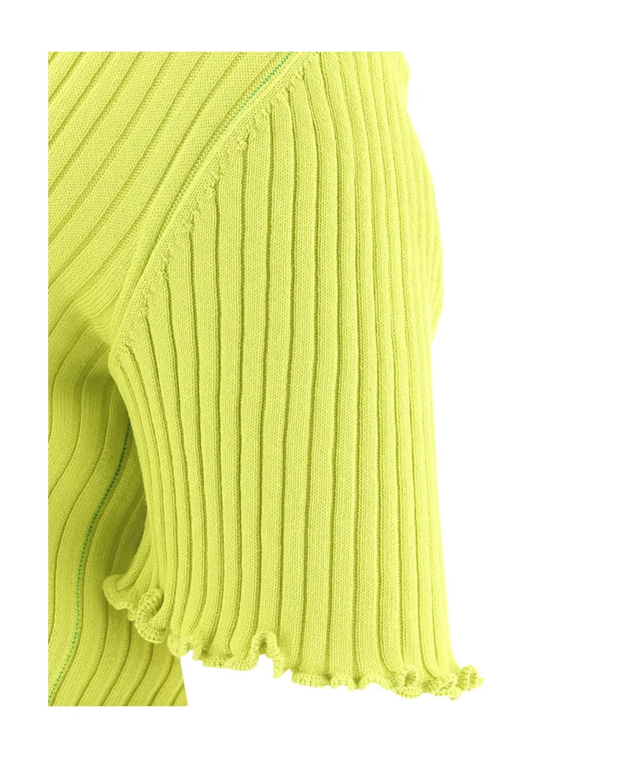 Ribbed-Knit Short-Sleeve Top
