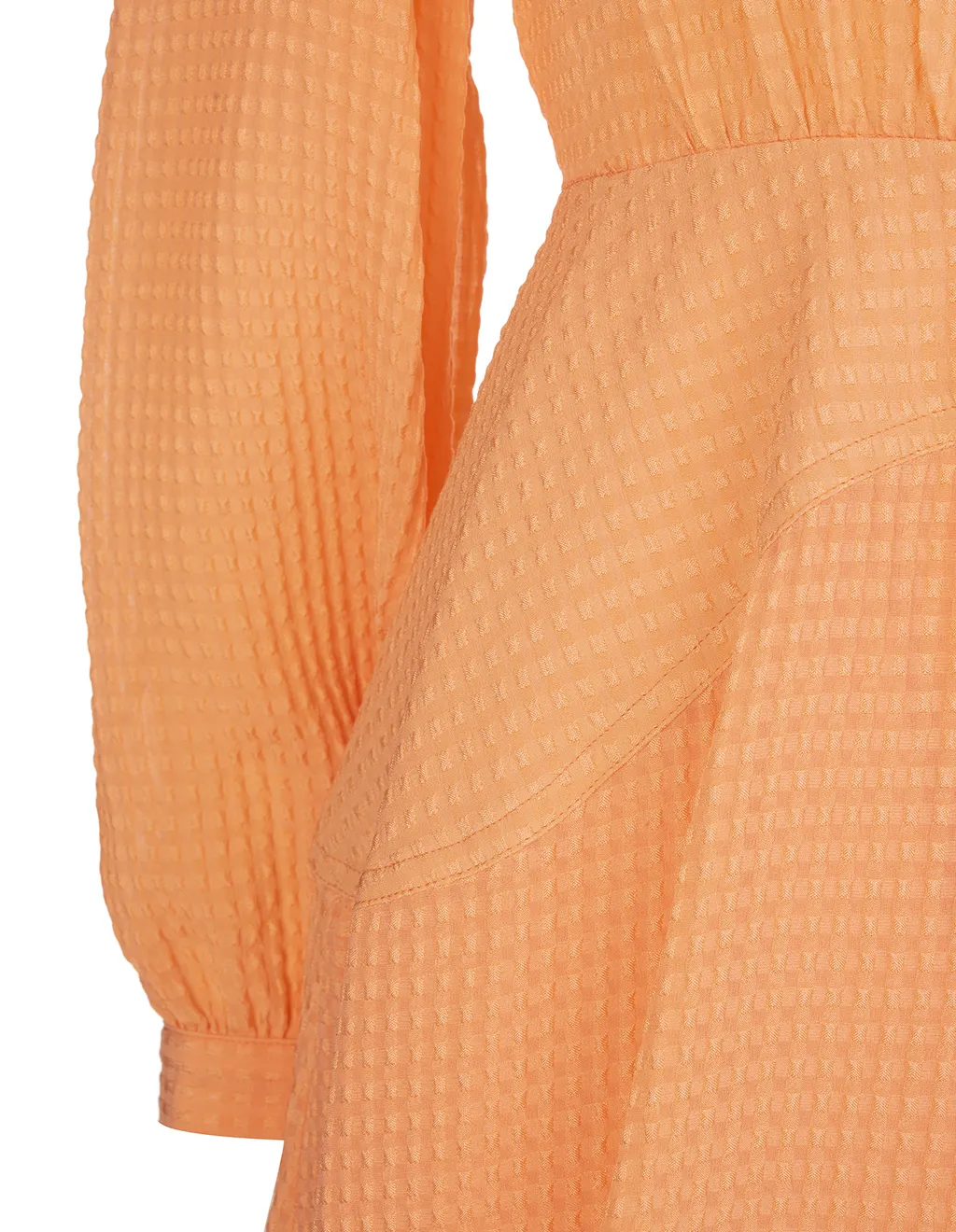 Puffball Waffle-Effect Silk Dress