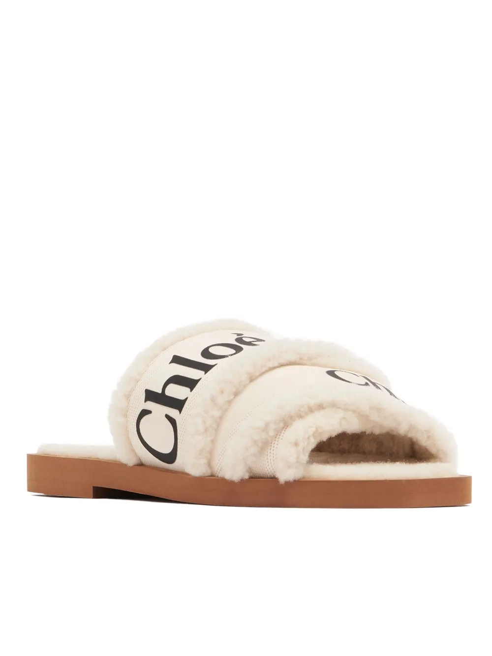 Chlo Woody Shearling Flat Sandals