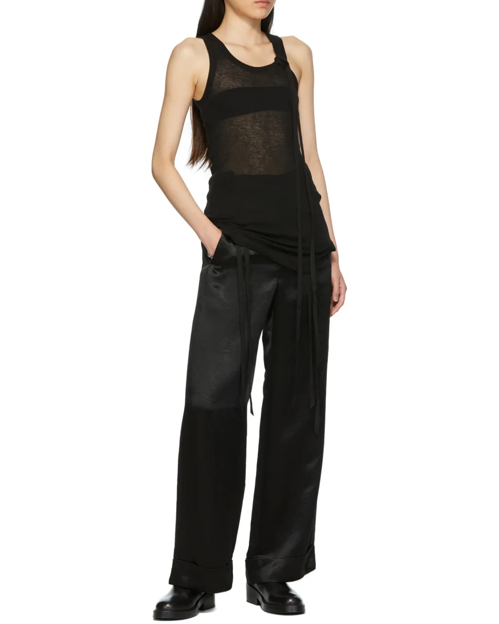 Satin Wide-Leg Trousers