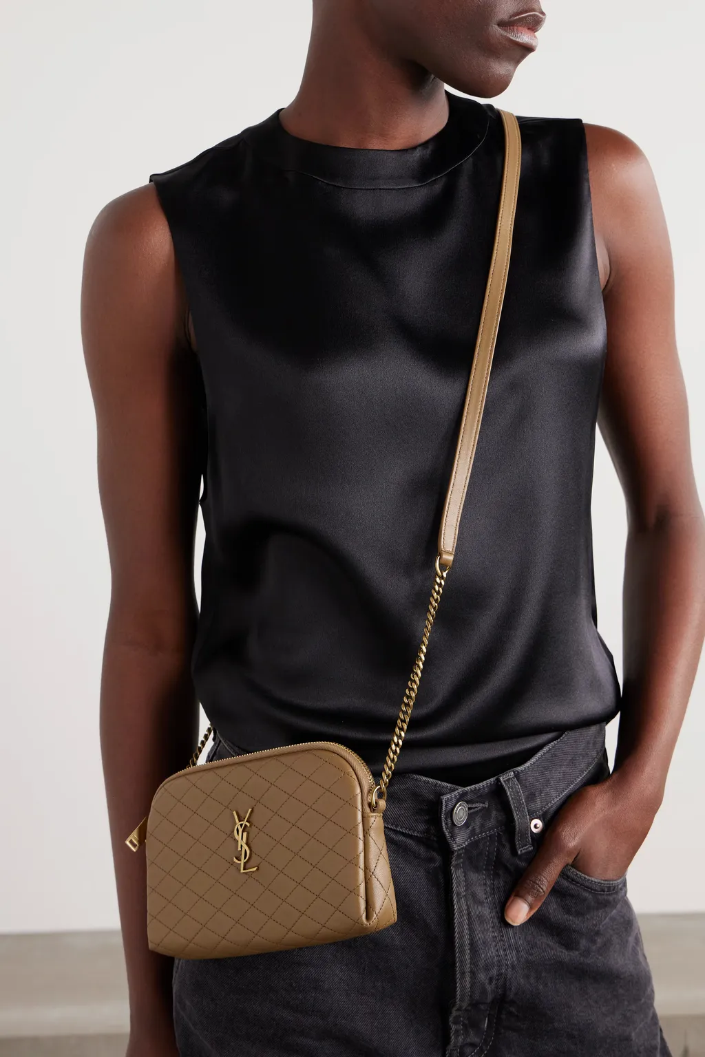 Saint Laurent Gaby Quilted Chain Pouch