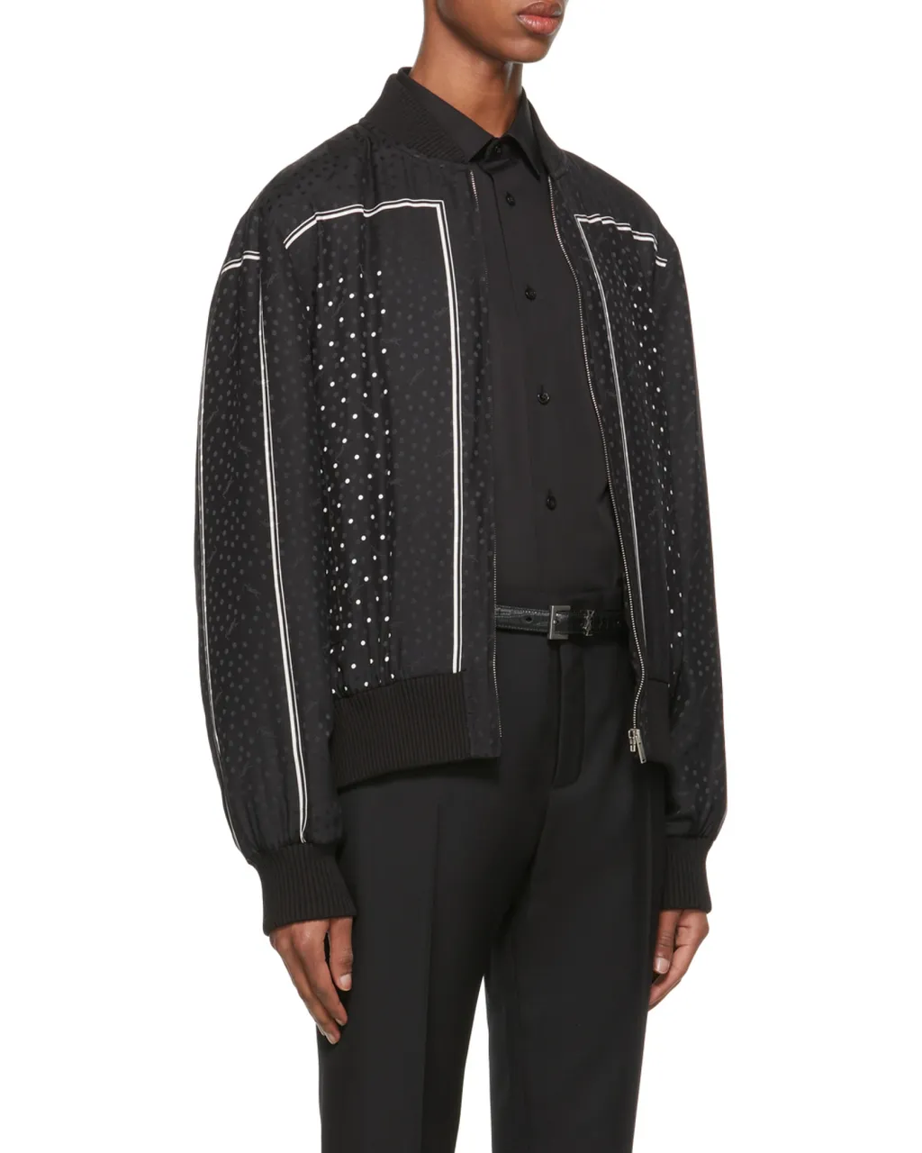 Polka-Dot Pattern Bomber Jacket