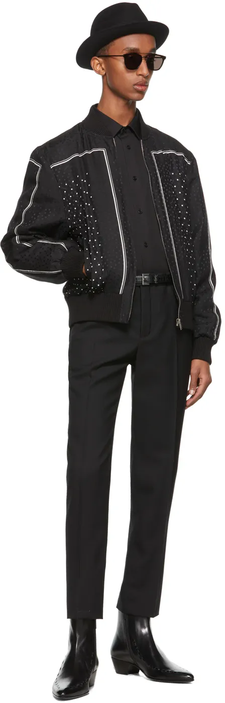 Polka-Dot Pattern Bomber Jacket