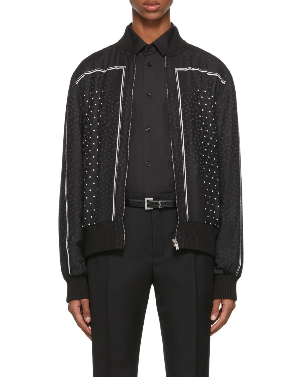 Polka-Dot Pattern Bomber Jacket
