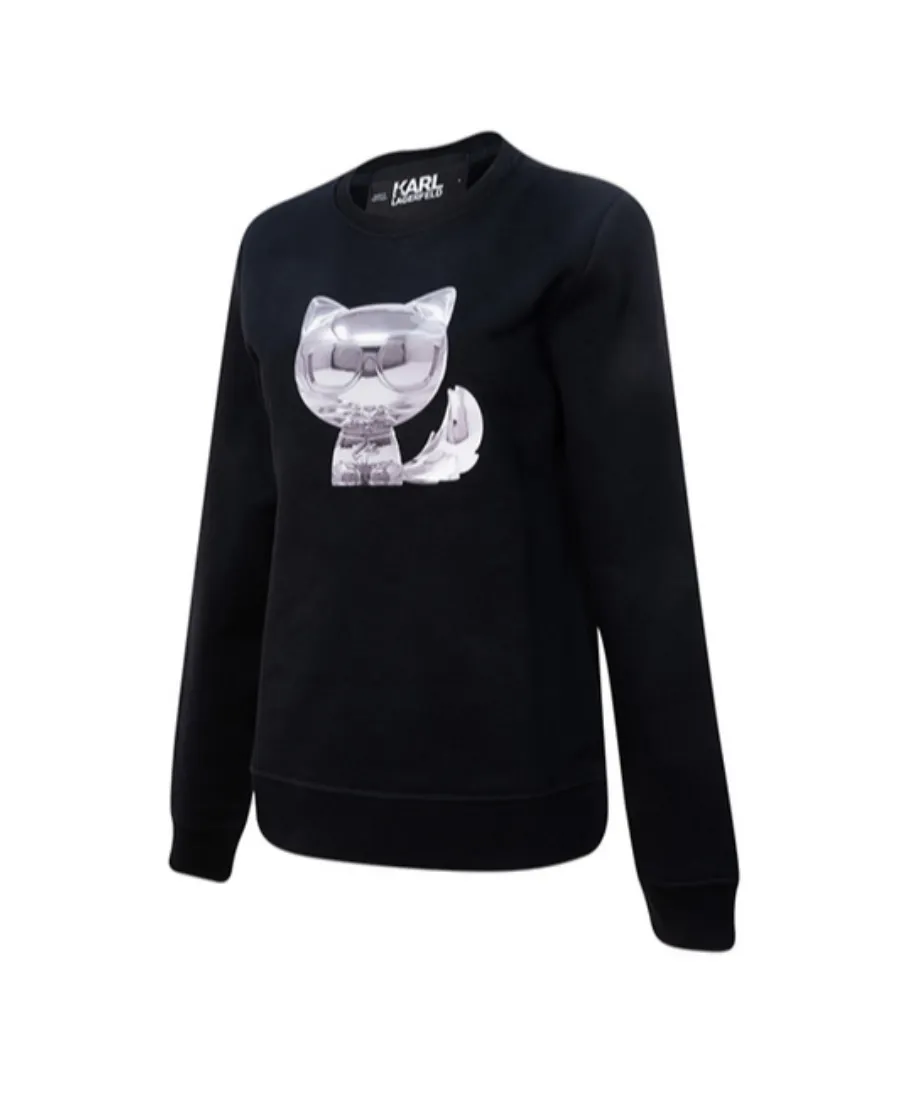 Black Round Neck Velvet Sweater