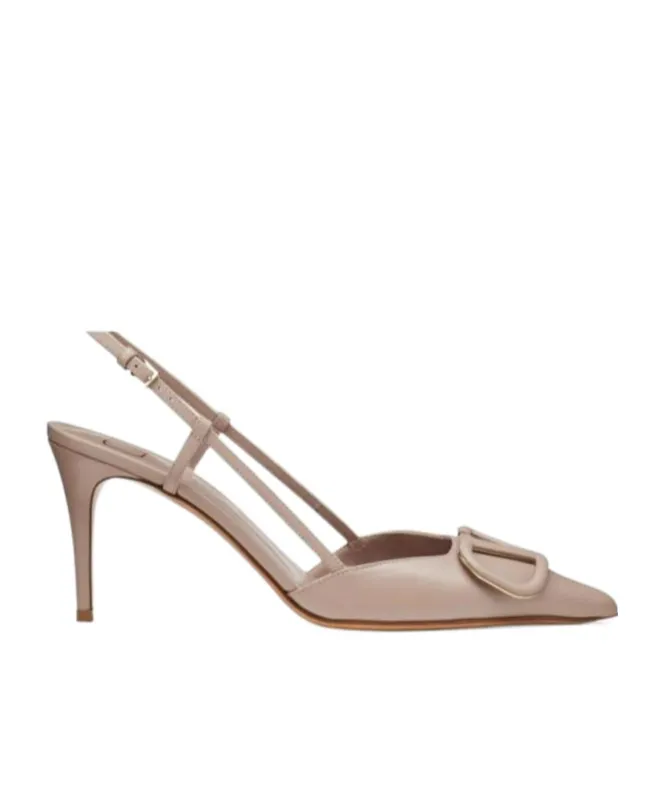 Valentino	Vlogo Plaque Pointed Toe Slingback Pumps