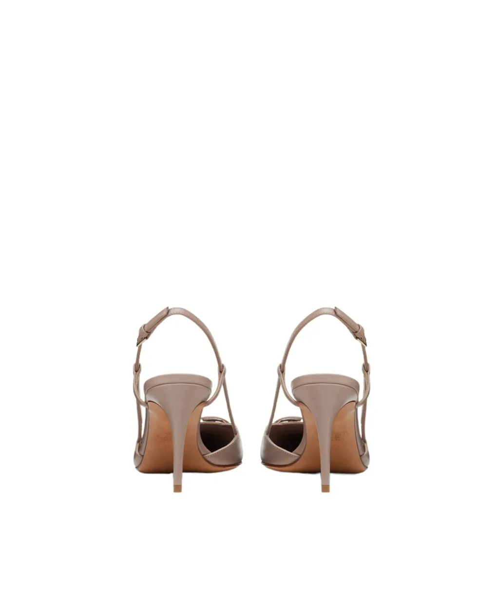 Valentino	Vlogo Plaque Pointed Toe Slingback Pumps