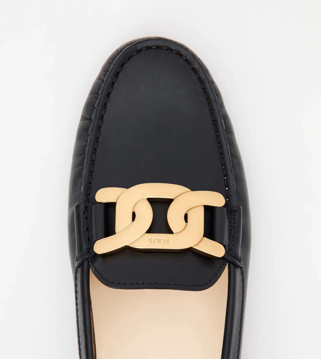 Kate Chain-Embellished Leather Loafers