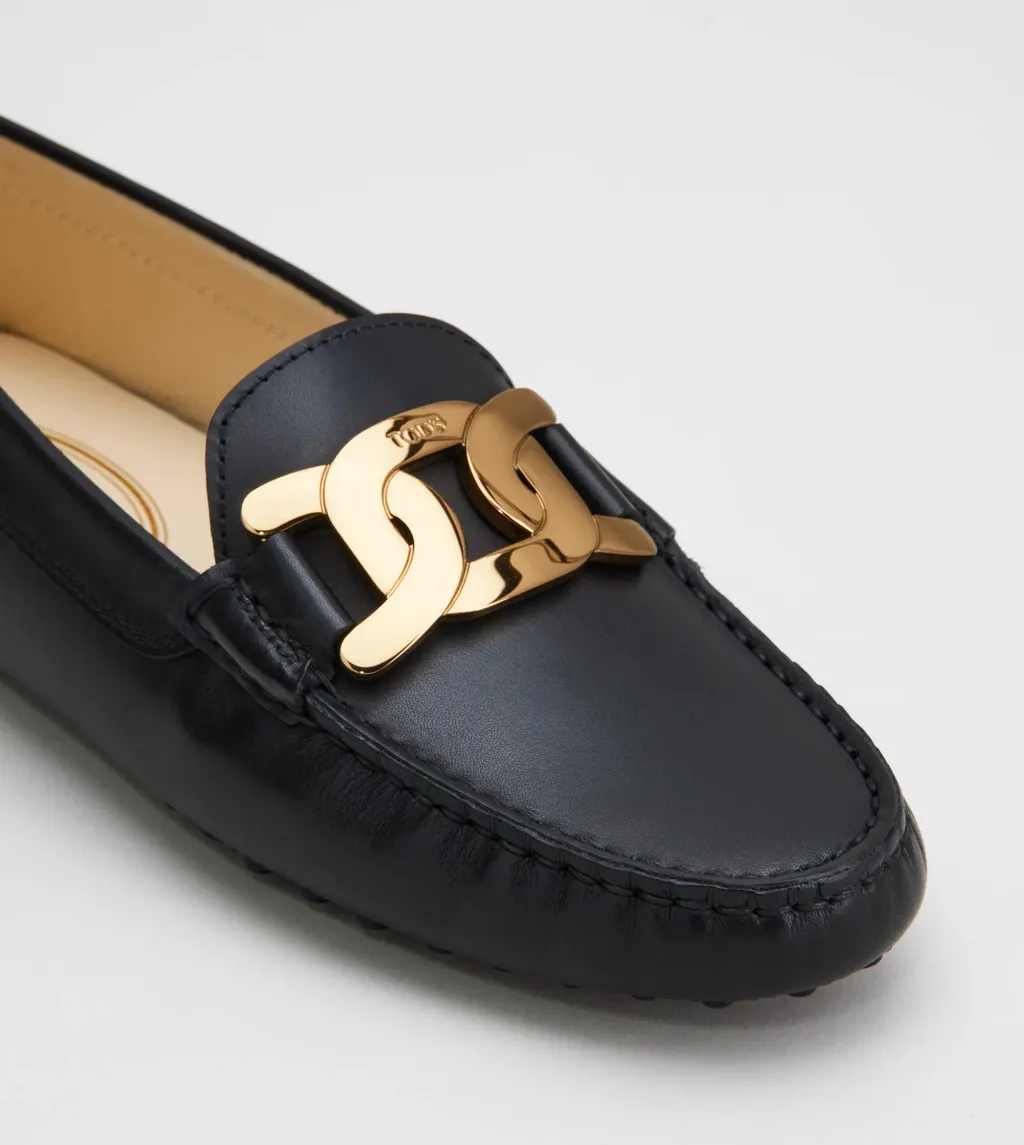 Kate Chain-Embellished Leather Loafers