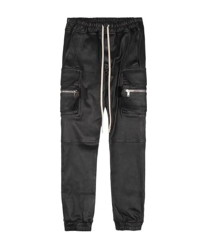 Faux-Leather Cargo Trousers