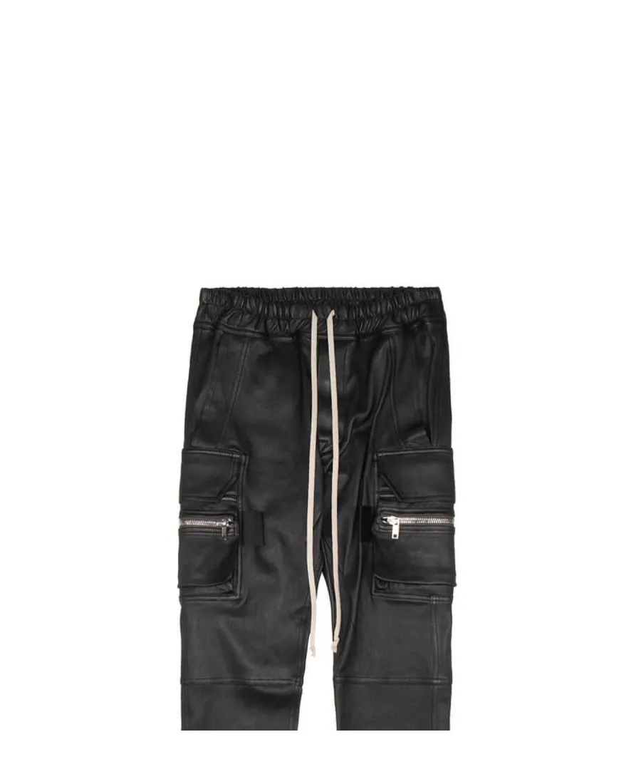 Faux-Leather Cargo Trousers