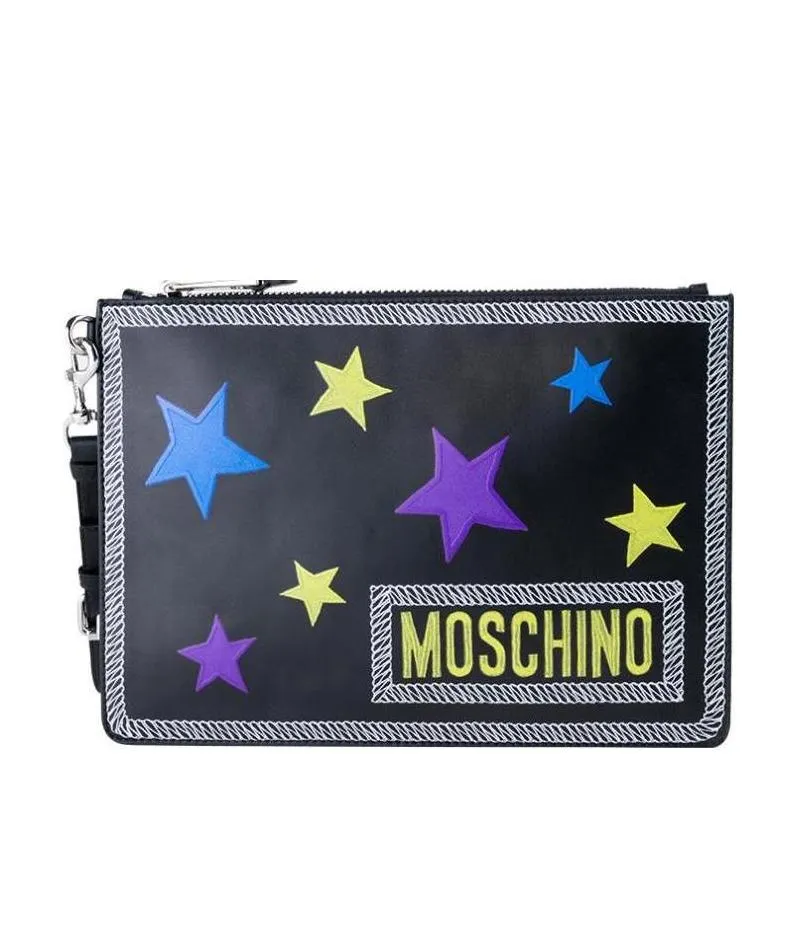 Black Five-Pointed Star Letter Zipper Clutch