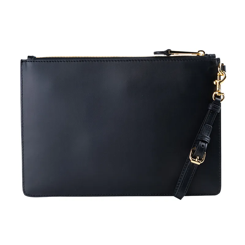 Black Logo Print Clutch