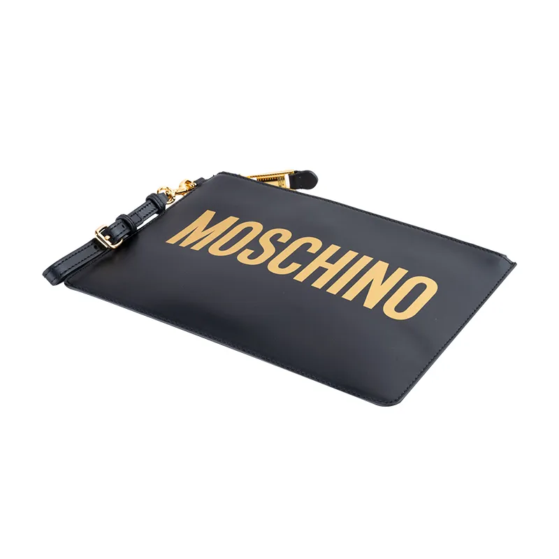Black Logo Print Clutch