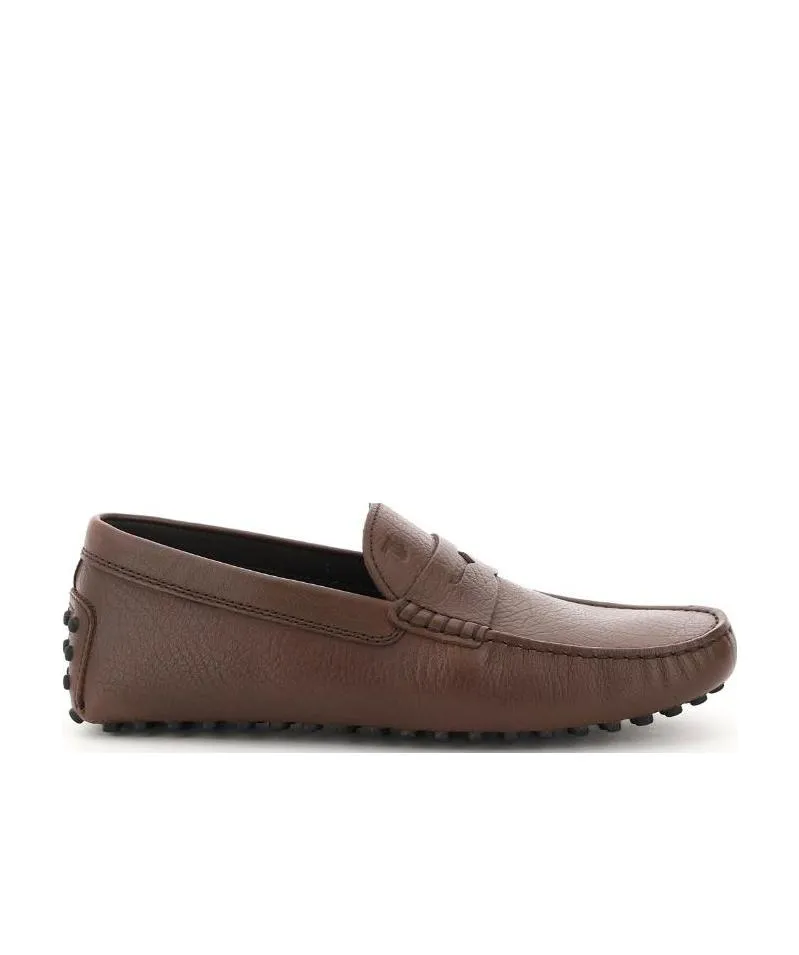 Almond-Toe Pebbled-Texture Loafers