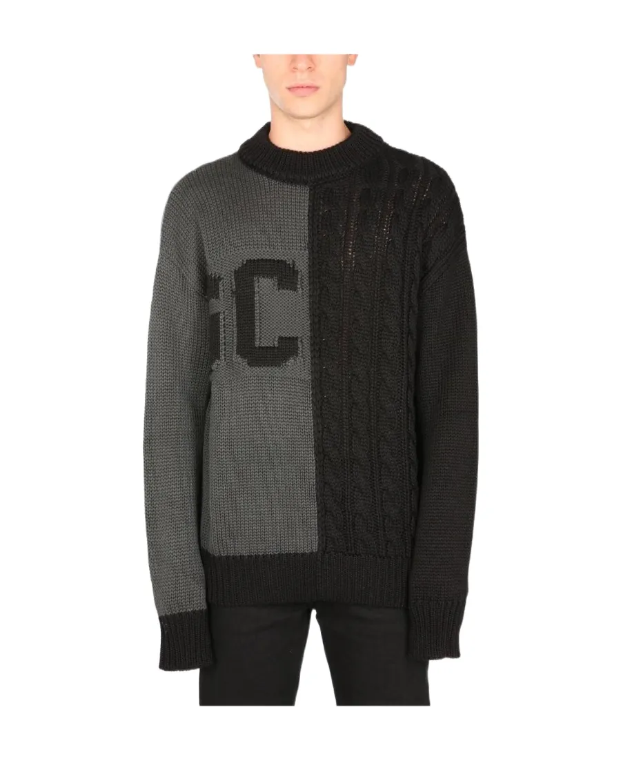 Gcds Logo Intarsia Cable Knit Sweater