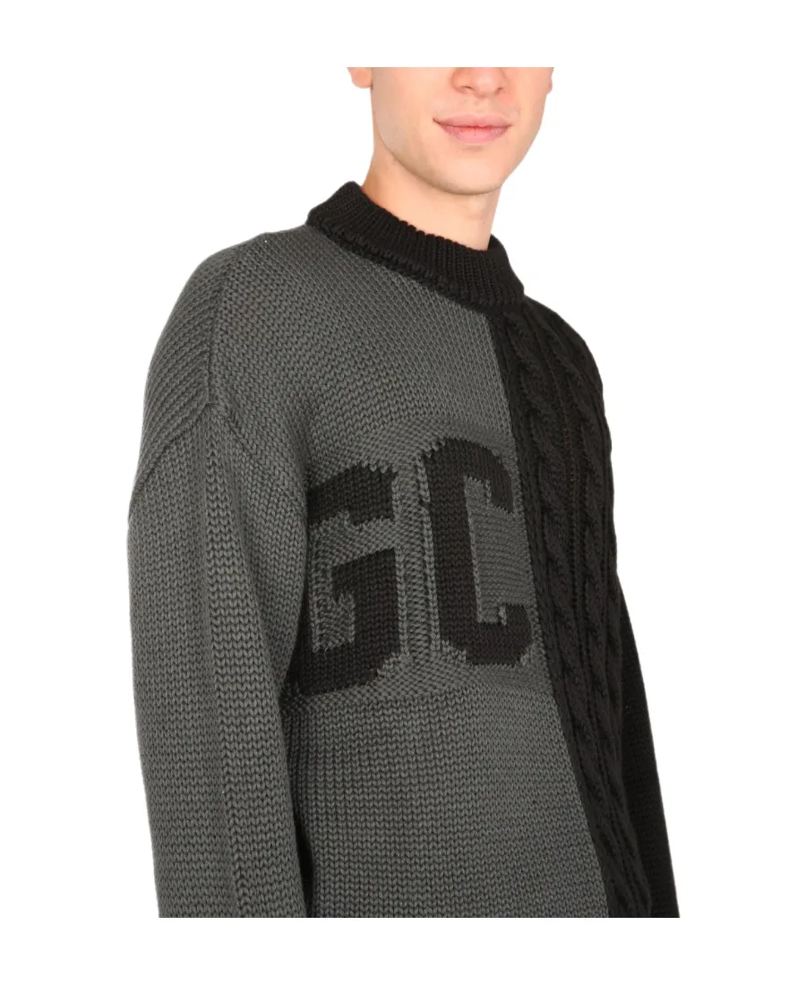 Gcds Logo Intarsia Cable Knit Sweater