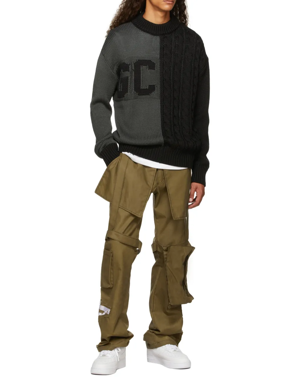 Gcds Logo Intarsia Cable Knit Sweater