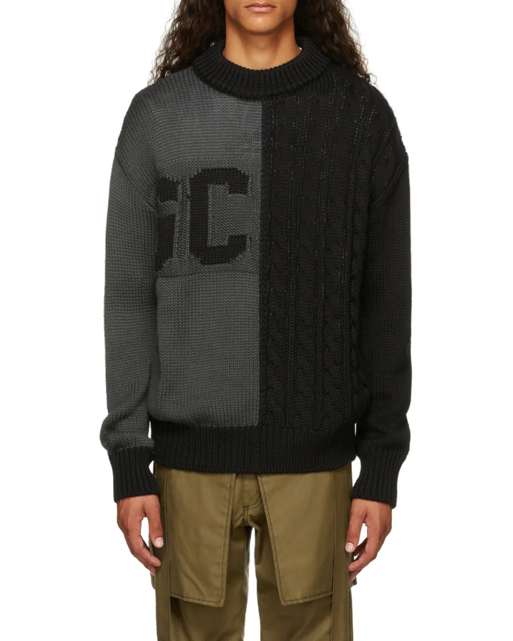 Gcds Logo Intarsia Cable Knit Sweater