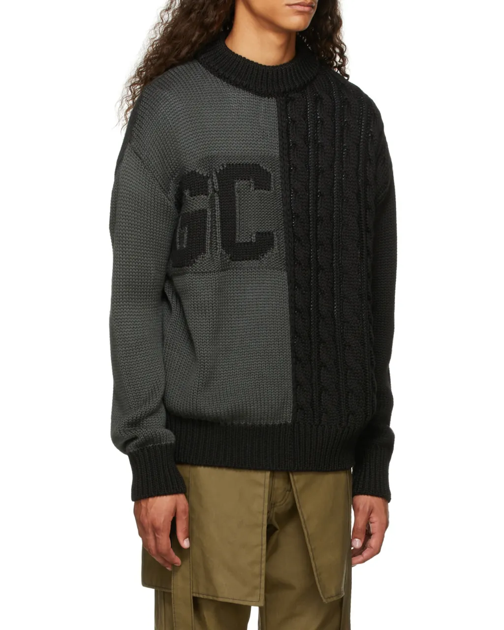 Gcds Logo Intarsia Cable Knit Sweater