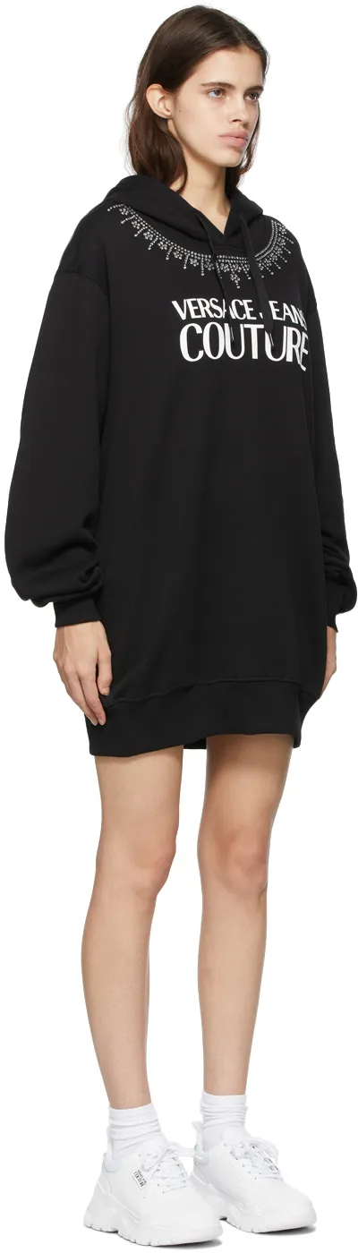Studded Logo-Print Hoodie Dress