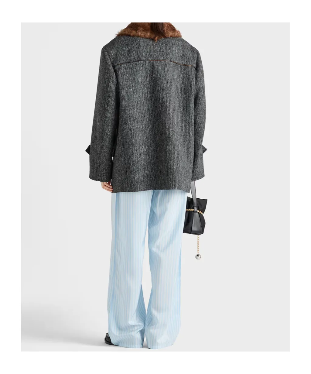 Double-Breasted Chevron Peacoat
