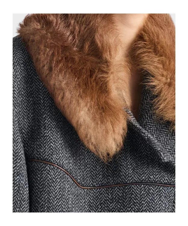 Double-Breasted Chevron Peacoat