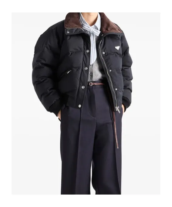 Prada Cropped Compact Poplin Down Jacket