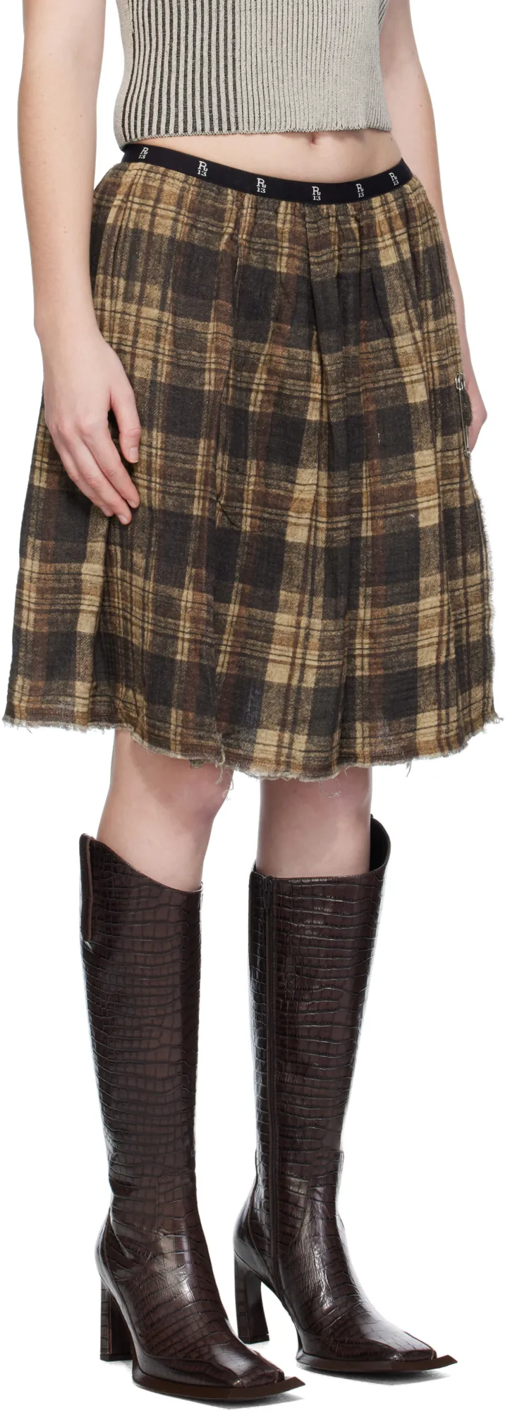 Knee-Length Kilt Reversible Skirt
