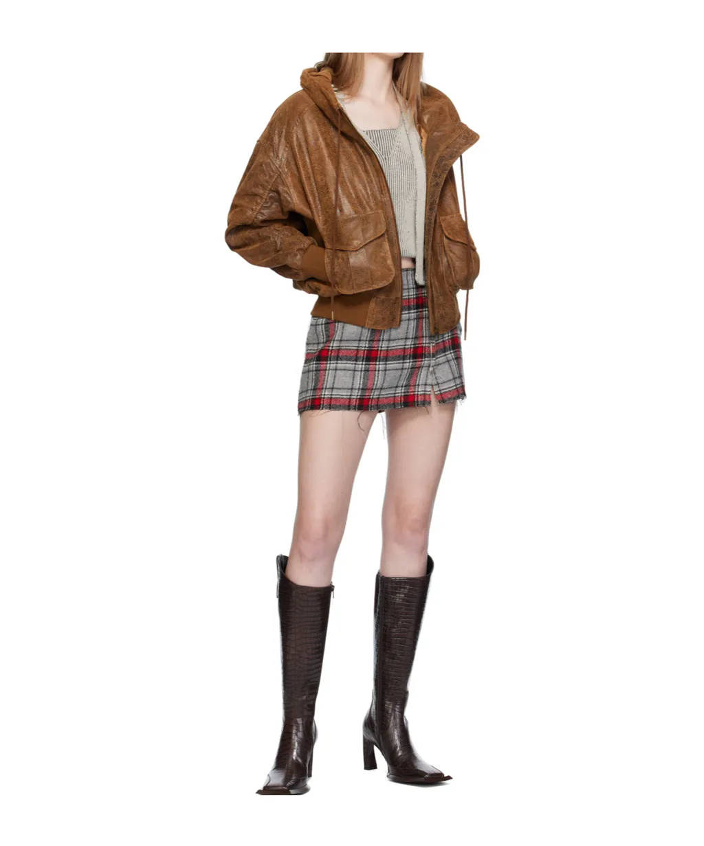 Plaid Frayed Mini Skirt