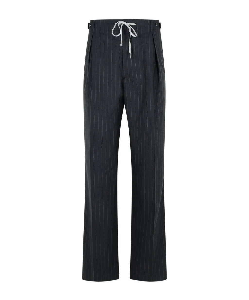 Maison Margiela Pinstripe Drawstring Pleated Trousers
