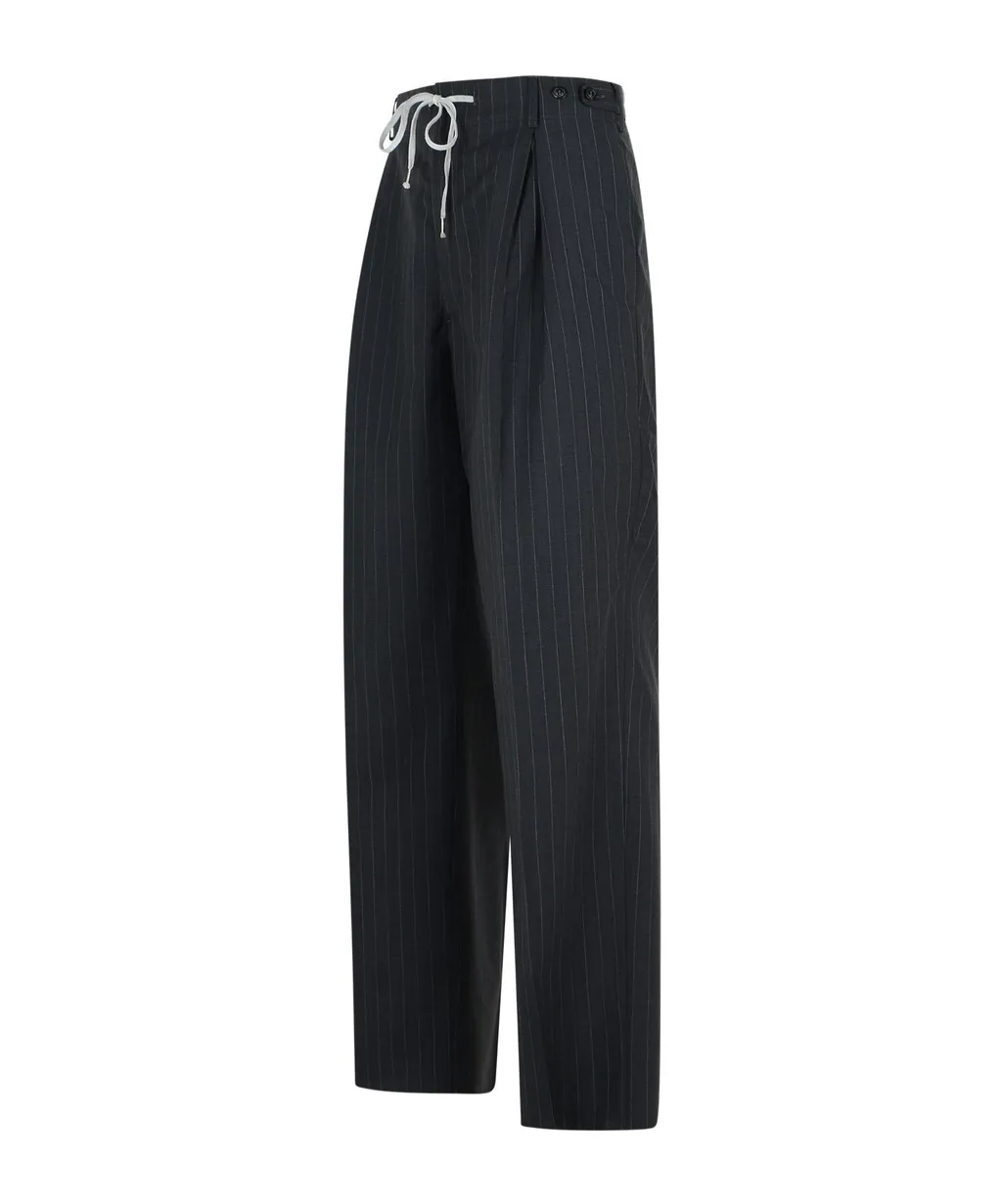 Maison Margiela Pinstripe Drawstring Pleated Trousers
