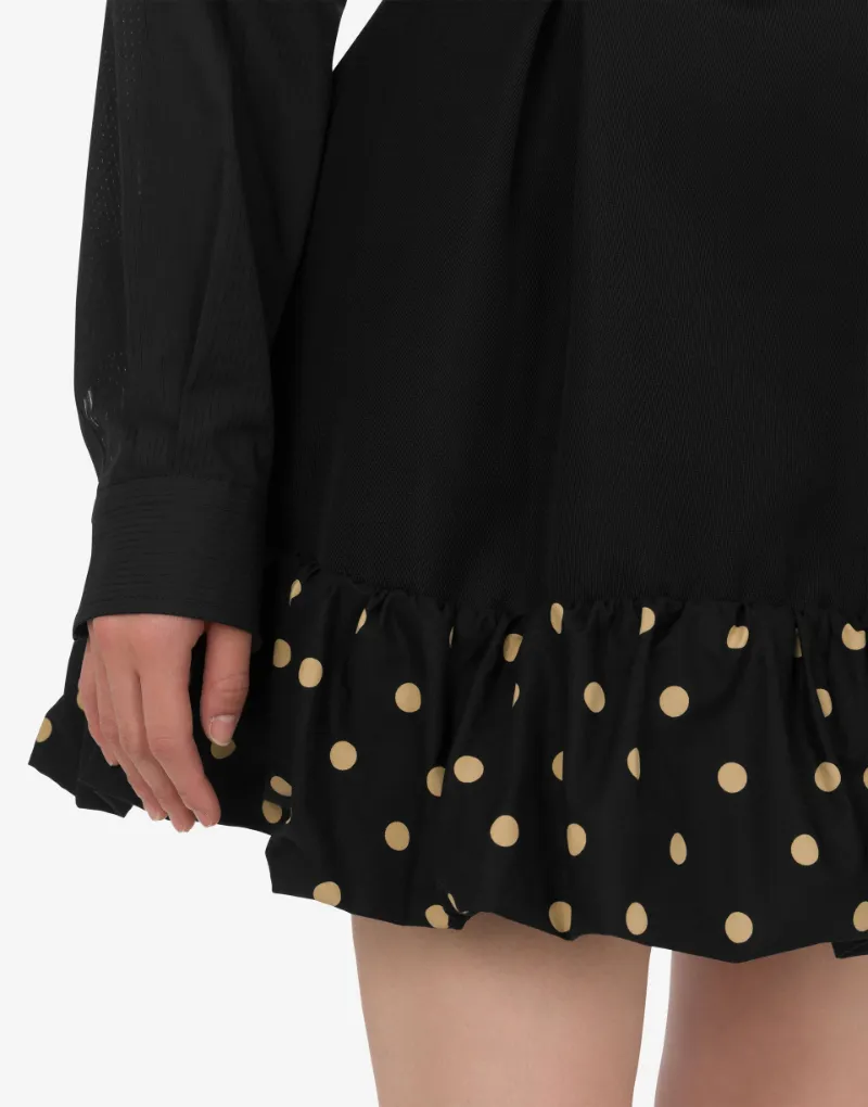 Polka-Dot Ruffled Mini Skirt