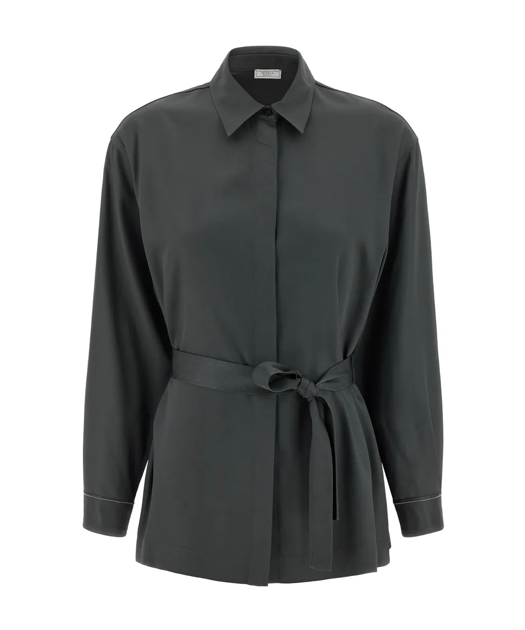 Peserico Tie-Waisted Twill Shirt