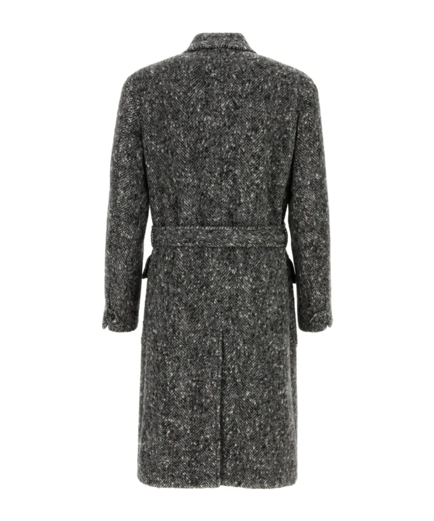 Canali Belted Textured Coat