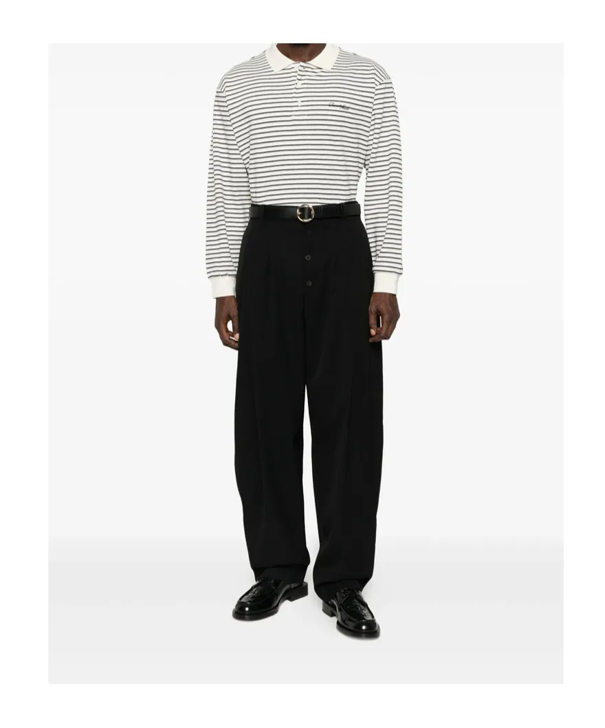 Striped Long-Sleeve Polo Shirt